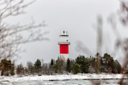 Light House with Icy Oceanの写真素材