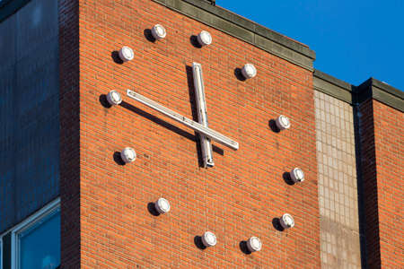 Large Clock on Building in Umea, Sweden.の写真素材