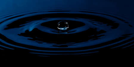 Water Droplet with Ripples blue and black.の写真素材