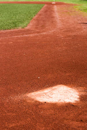 Baseball home Plate and First Base.の写真素材