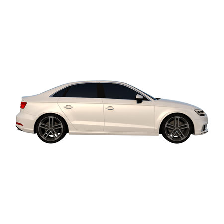 Sedan car city tourism transport 1- side side view white background 3D Rendering 3D illustration