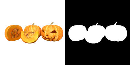 Front view of Food Fruit Vegetable (pumpkin 1) png with alpha channel to cutout made with 3D renderの写真素材