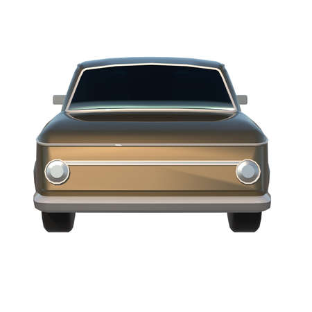 car city tourism transport 1 1970s- back view white background 3D Rendering 3D illustrationの写真素材