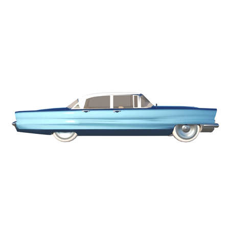 car city tourism transport 2 1950s - side view white background 3D Rendering 3D illustrationの写真素材