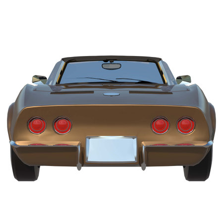 Convertable sport car city tourism luxury transport 1960s 1- Back view white background 3D Rendering 3D illustrationの写真素材