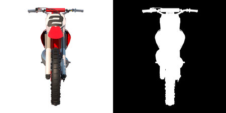off road motorcycle motocross 1- Front view white background alpha png 3D Rendering 3D Illustrationの写真素材
