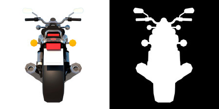 City urban motorcycle 2- Back view white background alpha png 3D Rendering 3D Illustrationの写真素材