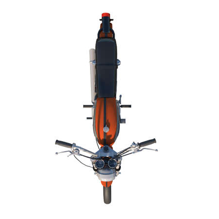 off road motorcycle motocross vitange 1960s 1 - Top view white background 3D Rendering 3D illustrationの写真素材