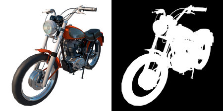 off road motorcycle motocross vitange 1960s 1 - Perspective view white background alpha png 3D...