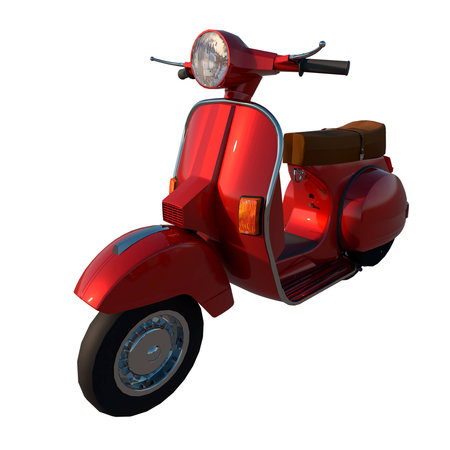 Scooter motorcycle vitange 1980s 1 - Perspective view white background 3D Rendering 3D illustration