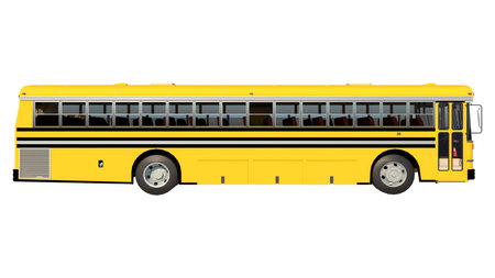 Retro School Bus-Side view white background 3D Rendering 3D Illustration