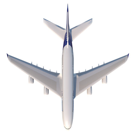 Airplane 1- Top view white background 3D Rendering 3D Illustration