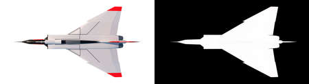 Fighter plane 1 - Top view white background alpha png 3D Rendering 3D Illustrationの写真素材
