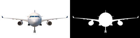 Airplane 2 - Front view white background alpha png 3D Rendering 3D Illustrationの写真素材