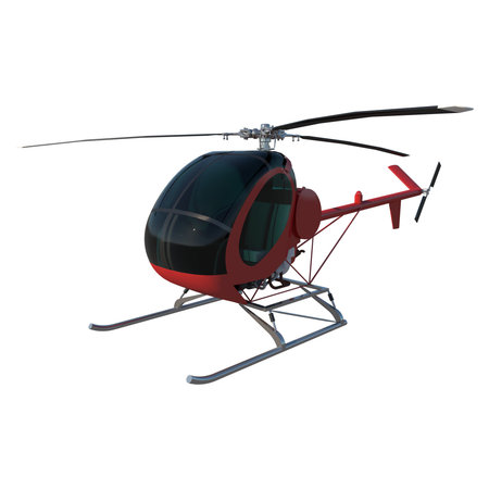 Ultra Light Helicopter 1- Perspective F view white background 3D Rendering 3D Illustrationの写真素材
