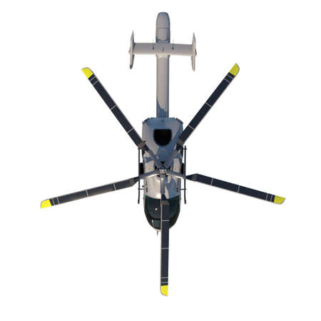 Helicopter 3- Top view white background 3D Rendering 3D Illustrationの写真素材