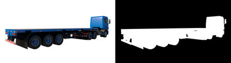 Flatbed truck 1- Perspective B view white background alpha png 3D Rendering 3D illustrationの写真素材