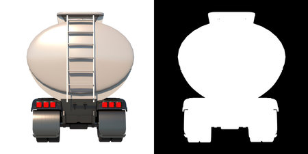 Tanker truck 2- Back view white background alpha png 3D Rendering 3D illustrationの写真素材