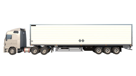 Big Truck 1- side view white background 3D Rendering 3D Illustration