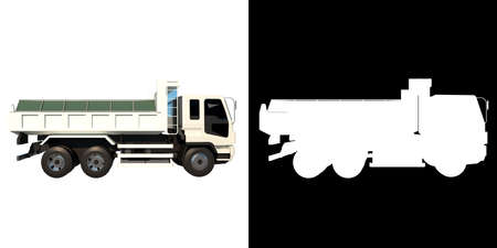 Cargo Truck 1-Side view white background alpha png 3D Rendering 3D Illustrationの写真素材