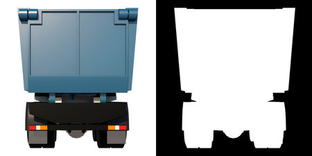 Cargo Dump Truck 1-Back view white background alpha png 3D Rendering 3D Illustrationの写真素材