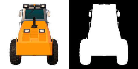 Road Roller 1- Back view white background alpha png 3D Rendering 3D Illustrationの写真素材