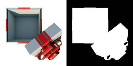 Open gift box 2-Top view-white background alpha png 3D Rendering 3D illustration