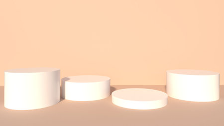 Brown background concept, mock up scene with podium geometry shape for event. 3d rendering 2の写真素材