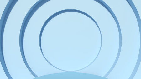 Blue circles background concept, mock up scene with podium geometry shape for event. 3d-rendering 2