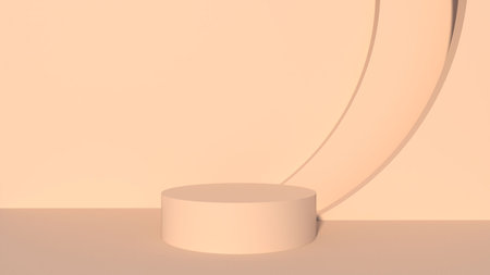Brown background concept, mock up scene with podium geometry shape for event. 3D-rendering 1