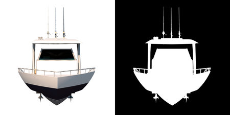 Ship Boat vessel 2 - Front view white background alpha png 3D Rendering Illustration 3D