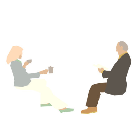 Seated Man and Woman 1 illustration vectorのイラスト素材