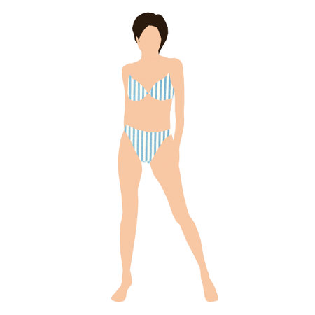 Woman in swimsuit icon. Flat illustration of woman in swimsuit vector icon for webのイラスト素材