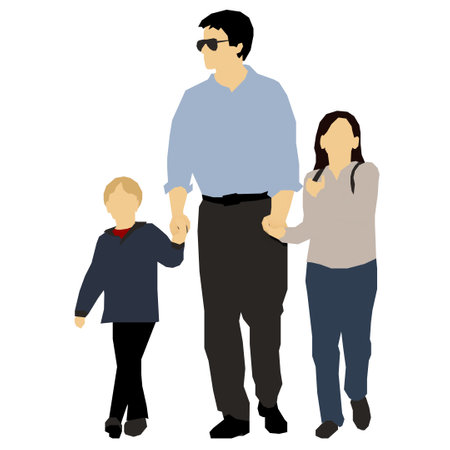 Father with children isolated on a white background. Vector illustration for your designのイラスト素材
