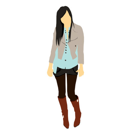 Vector illustration of a Woman in a coat and boots on a white backgroundのイラスト素材