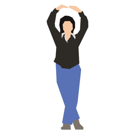 Isolated woman with hands up on a white background, Vector illustrationのイラスト素材