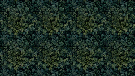Abstract 3d render of chaotic green forest. Seamless pattern.