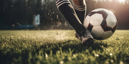 football game, football kicks the ball, game and sport theme. Generative AIの素材