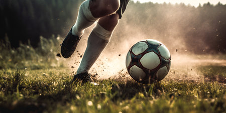 football game, football kicks the ball, game and sport theme. Generative AIの素材
