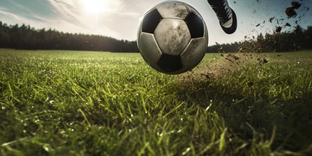 football game, football kicks the ball, game and sport theme. Generative AIの素材
