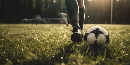football game, football kicks the ball, game and sport theme. Generative AIの素材