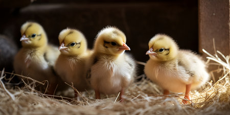 little yellow chickens on the farm, Generative AIの素材