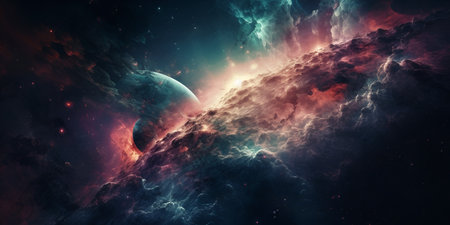 Space illustration of planets, stars and galaxies in outer space, showing the beauty of space exploration. Generative AIの素材