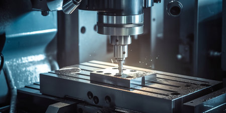 The CNC milling machine cutting the metal part with the solid ball endmill tool. TGenerative AIの素材