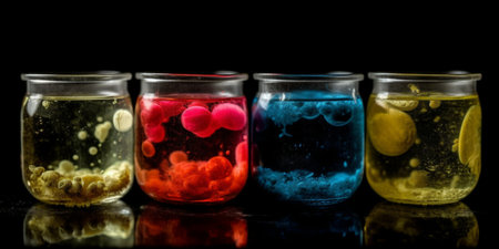 Medical laboratory Petri dishes. Bacteria in a test tube. Generative AIの素材