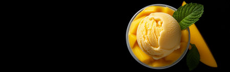 mango ice cream close up, top view, sweet mango. High quality illustration.Generative AIの素材