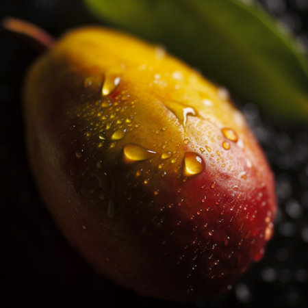 mango branch, ripe mango close-up. Generative AIの素材