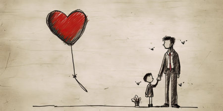 Fathers Day illustration. A simple drawing of a child. Generative AIの素材