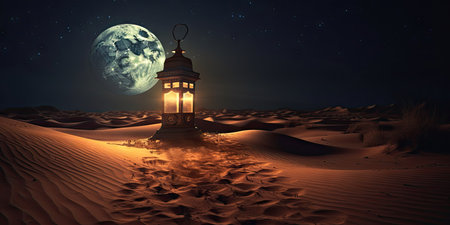 The theme of Eid-al-Adha, the Feast of Sacrifice. Place for text. Generative AIの素材