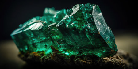 Photo of emerald mineral stone close up, macro. Generative AIの素材